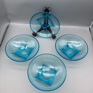 Hazel Atlas Capri Blue Colony Cereal/Fruit Bowl Mid Century 1960 (set of 4)